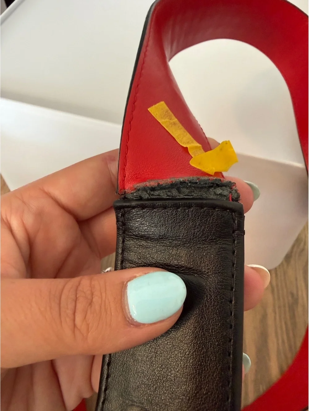 Christian Louboutin 110/44 Men's Black and Red Leather Studded Belt